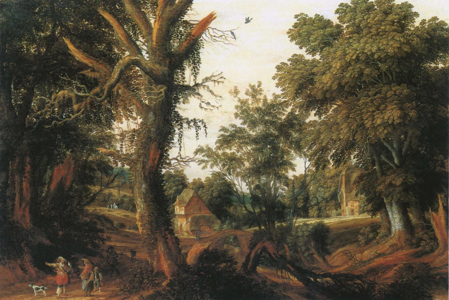 Paesaggio con figure su una strada di campagna, 1628